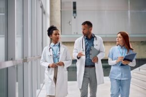 Healthcare staff sending and receiving faxes from within Microsoft Teams using the Passport Fax App integration