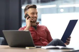 Office staff member on a follow-up phone call about a missing document caused by a silent fax failure